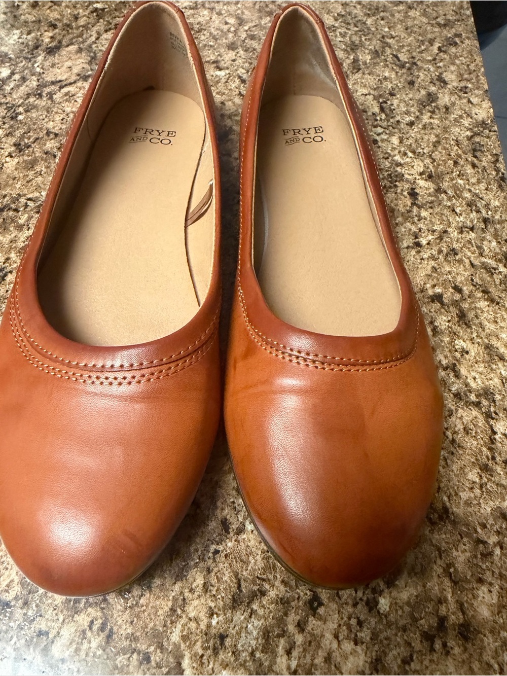 Frye and Co Leather Ballet Flat in Cognac Brown - Women Size 8.5M